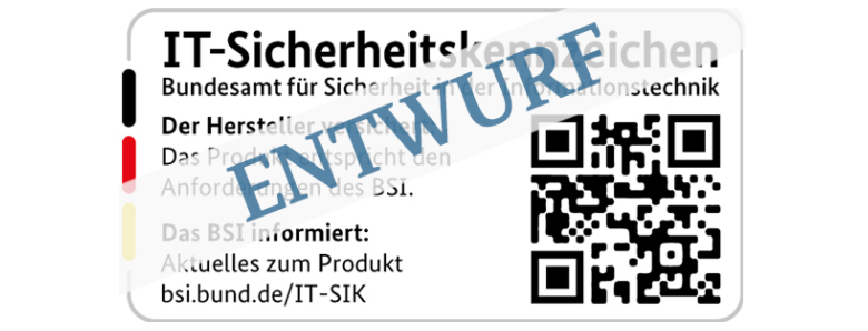 Zu sehen ist ein Entwurf für das IT-Sicherheitskennzeichen des BSI. Bild: BSI