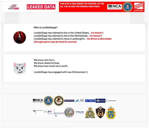 Zu sehen ist ein Screenshot der Darknet-Webseite von LockBit. Bild: heise