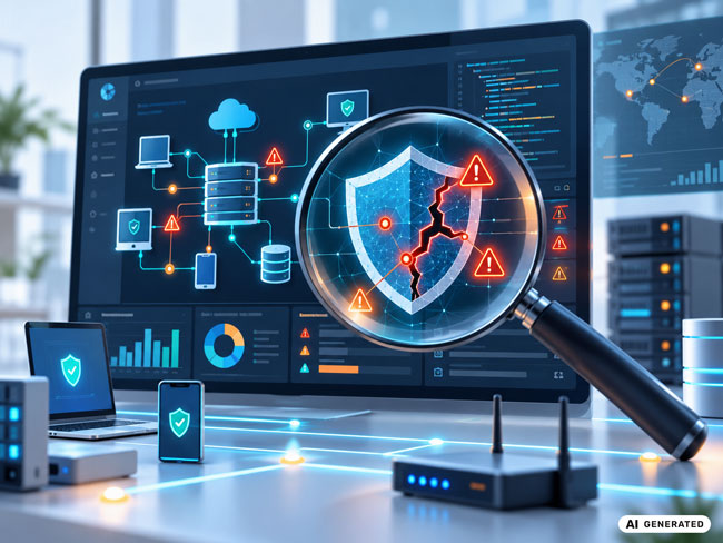 Die Schwachstellenanalyse ist ein Schritt der automatischen prüfung Ihrer IT-Infrastruktur. Bild: Chat GPT (Bild erstellt mit KI)